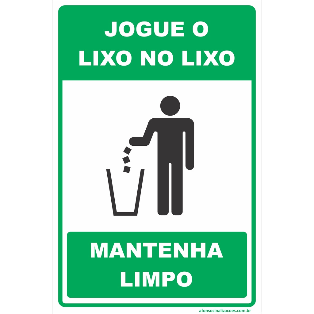 Placa De Sinalização | Jogue O Lixo No Lixo | 20x30 | Shopee Brasil