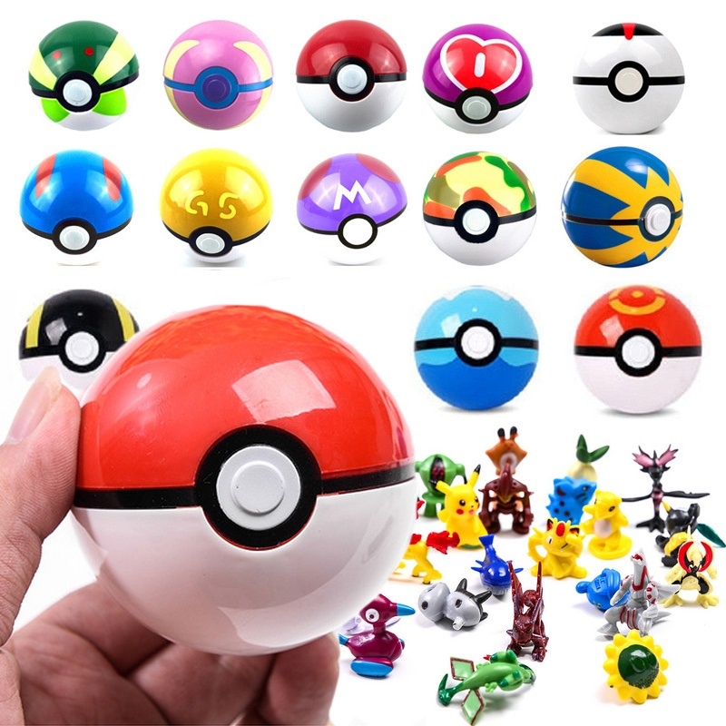 8 Pçs/Set Pokeball Pokemon Brinquedos PVC Monstro Bola Elf Action Figure  Com Caixa Original De Aniversário Das Crianças