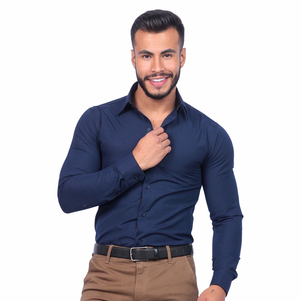 Camisa Social Slim Fit Masculina Manga Longa Varias Cores Shopee Brasil