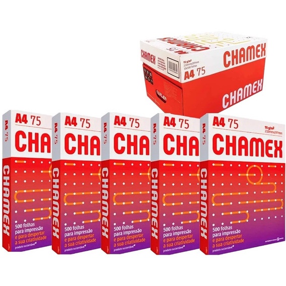 Papel Sulfite A4 75g 210x297 C 5 Resmas Cx 2500 Fls Chamex Shopee Brasil 5849