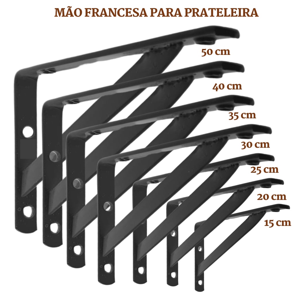 Mão Francesa Preta Suporte Cantoneira para Prateleira Industrial e ...