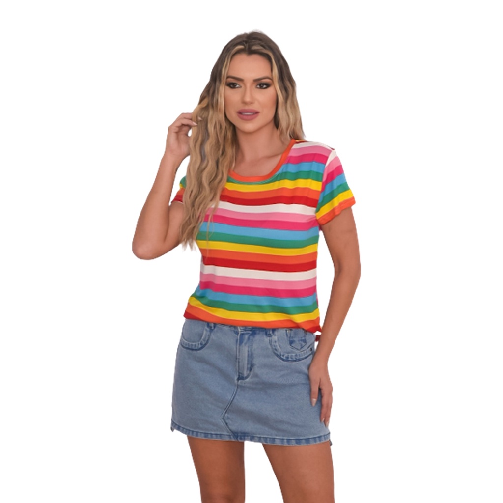 Blusinha Cropped Blusa Camiseta Thsirt Feminina Mini Blusa Verão Tendência  estampas coloridas cores Neon coração LGBTQ+