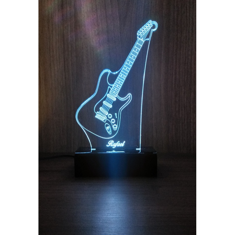 Luminária de Mesa Led Abajur Led Efeito 3D Guitarra Shopee Brasil