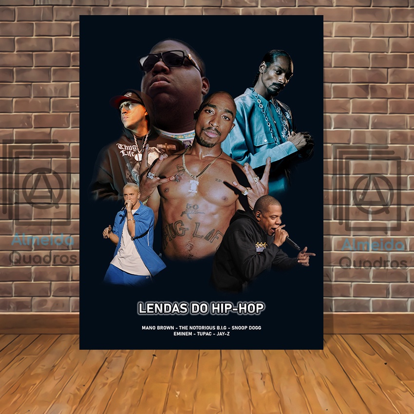 Quadro Placa Decorativa Lendas do Rap HIP HOP - Mano Brown, B.I.G