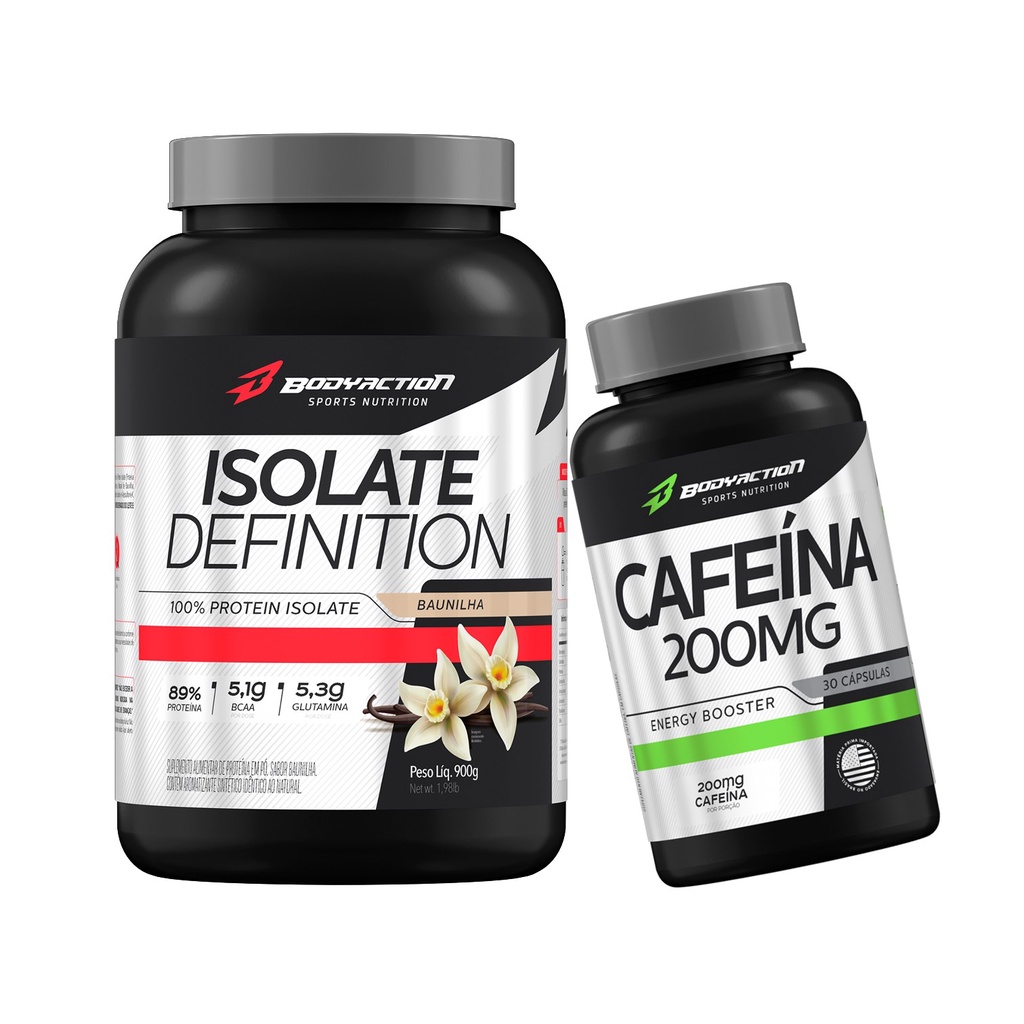 Whey Isolado Isolate Definition 900g + Cafeína 200mg Bodyaction