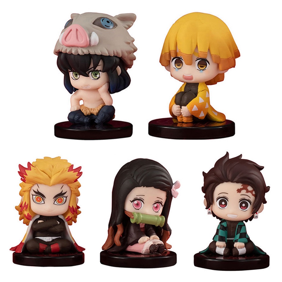 Action Figure Demon Slayer Anime Kimetsu no Yaiba Tanjiro Nezuko Brinquedo Inosuke Rengoku Cosplay Promoção Geek Bonecos Nerd Miniatura Decoração