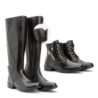 Kit 2 Botas Femininas Cano Longo Montaria Bota Coturno Feminina Cano Baixo