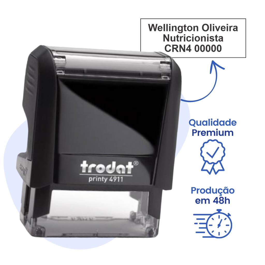 Carimbo Automático Trodat 3 Linhas Personalizado para Professor, Médico ...