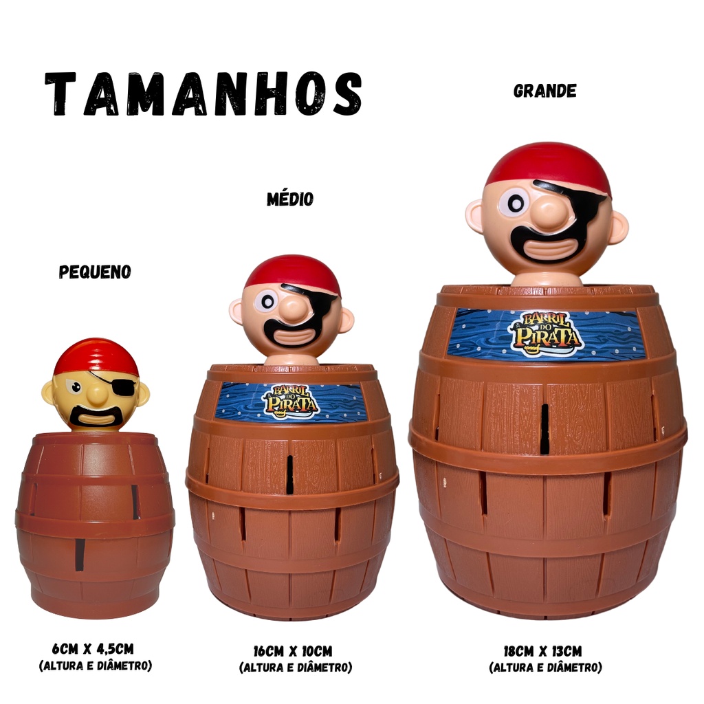 Jogo Pula Pirata 3 tamanhos Art Brinks Barril Pirata Jogo Divertido
