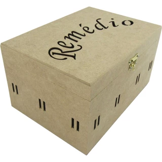 Caixa Organizadora Remédio Farmácia Com Fecho 25x18x14 Mdf Crú