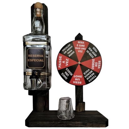 Pingometro Rústico artesanal de Cachaça com roleta Decorativo personalizado
