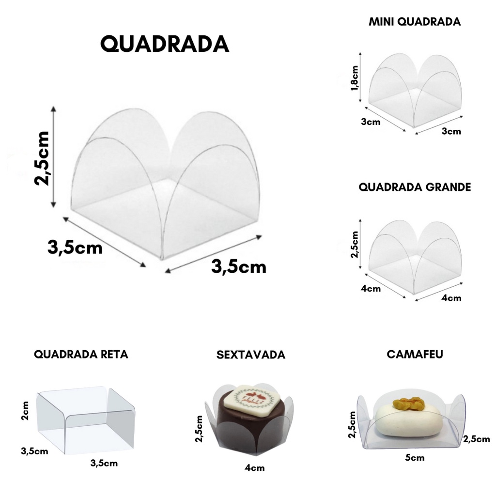Forminhas ACETATO Transparente para Brigadeiros Doces Finos c/ 50 Unidades
