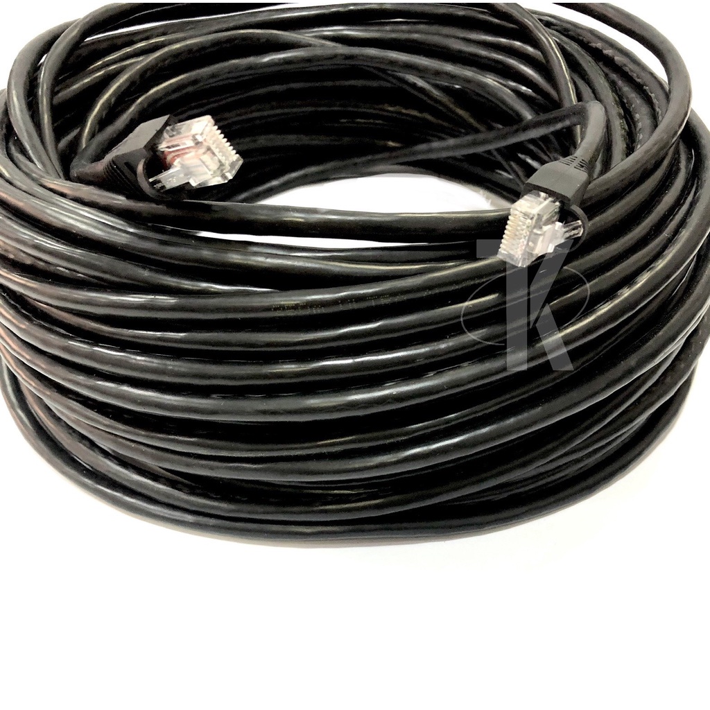 Cabo de Rede Montado -- Capa Dupla -- Uso Externo -- Blindado -- Preto -- 20 metros