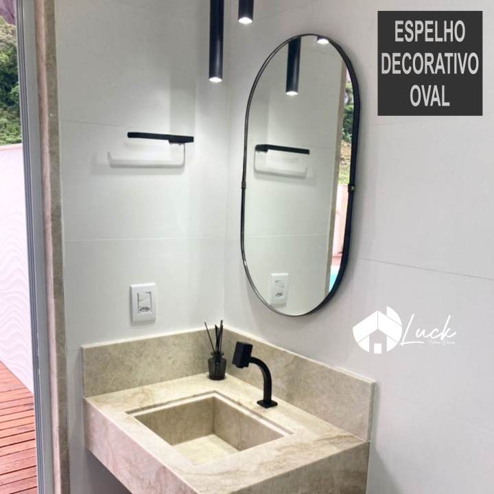 Espelho Decorativo Adnet Oval + Acessório Para Instalação