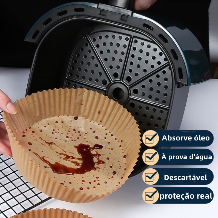 Kit 50 Un Forma Papel de Forro Air Fryer Descartável Antiaderente 16CM | Shopee Brasil