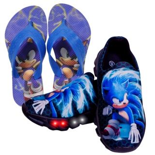 Tênis infantil com led roblox luzinha calce facil sonic