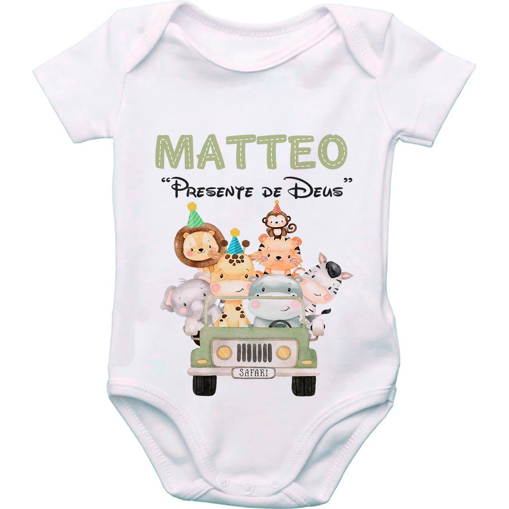 Body de Bebê Personalizado Frases Safari Com Nome GB0454aa