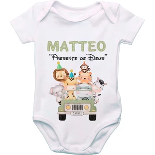Body de Bebê Personalizado Frases Safari Com Nome GB0454aa