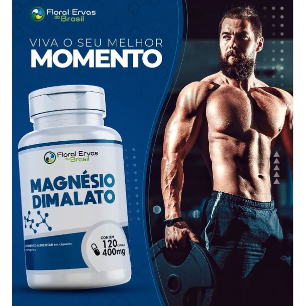 Magnésio Dimalato Puro 120 Cápsulas Alta Pureza Di Malato Natural Floral Ervas