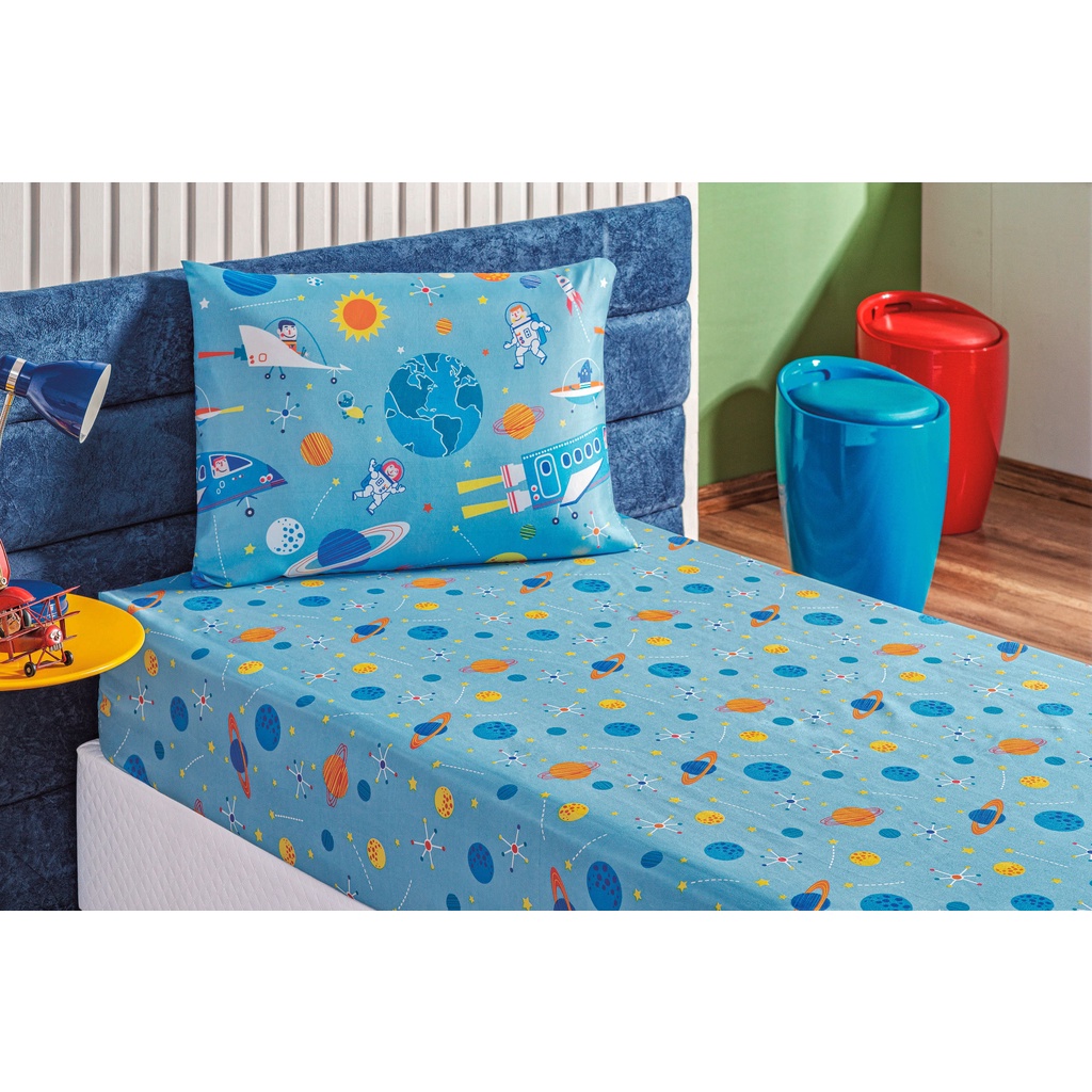 Jogo De Cama Infantil Menina Estampado Balão 2 Peças Tecido Microfibra