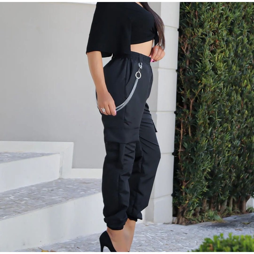 Todos os jogos de moda feminina cintura elástica preto queimado calças cor  sólida cintura alta perna larga calças casuais hipster streetwear