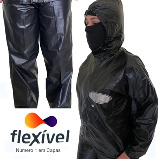 Conjunto Capa De Chuva Impermeável Aprova D'agua Calça Jaqueta C/ Capuz