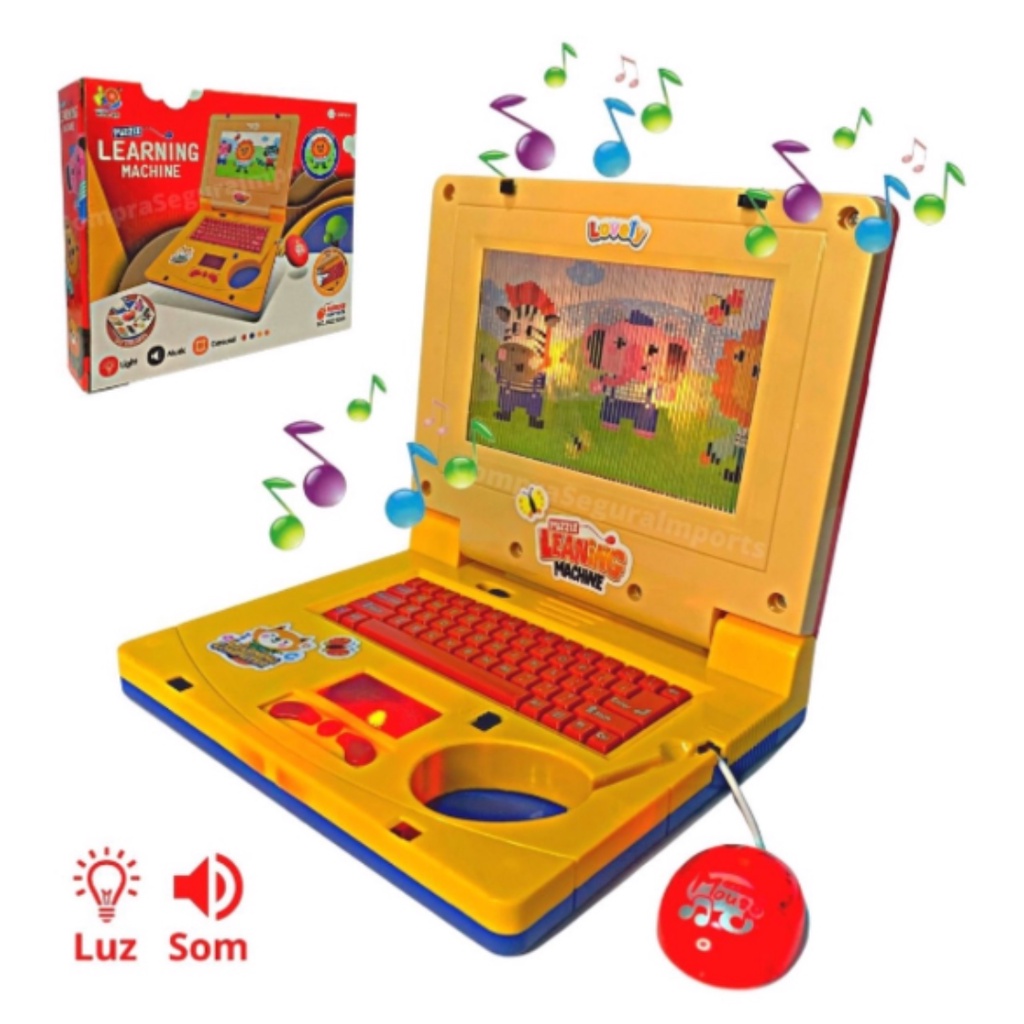 Notebook De Brinquedo Laptop Infantil Musical Com Luz Menino E Menina ...