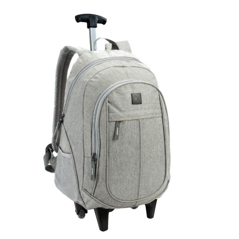 Mochila de Rodinha Masculina Feminina Escolar Faculdade Trabalho - Cinza Claro