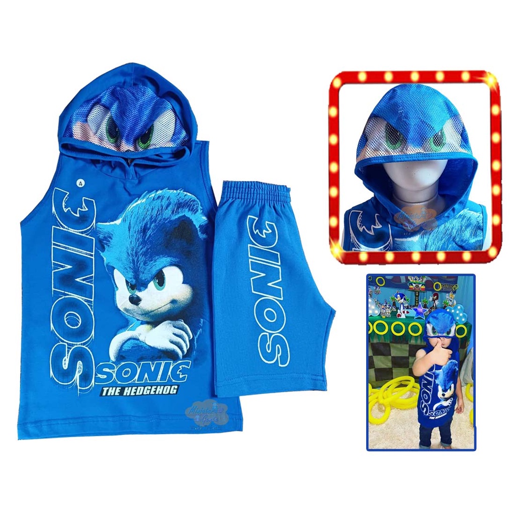 Conjunto Infantil Persnagem Sonic Exclusivo Roupa Fantasia