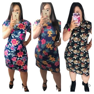Kit 3 Vestidos Feminino Luxo Soltinho Estampados M G GG e Plus Size em Malha Leila.