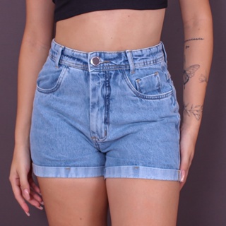 Short Jeans Feminino Desfiado Cintura Alta