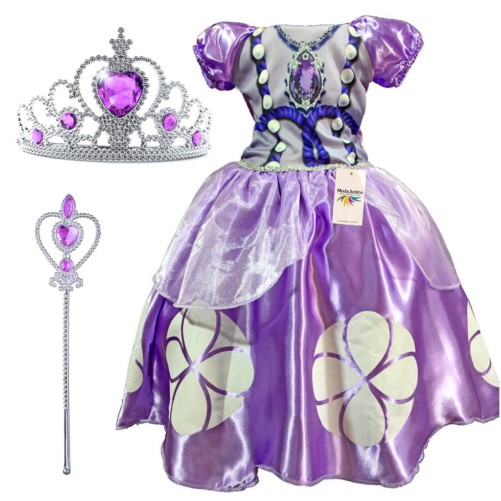 Vestido de princesa sofia sofia, vestido de tule para baile de crianças  1-14 anos, vestido