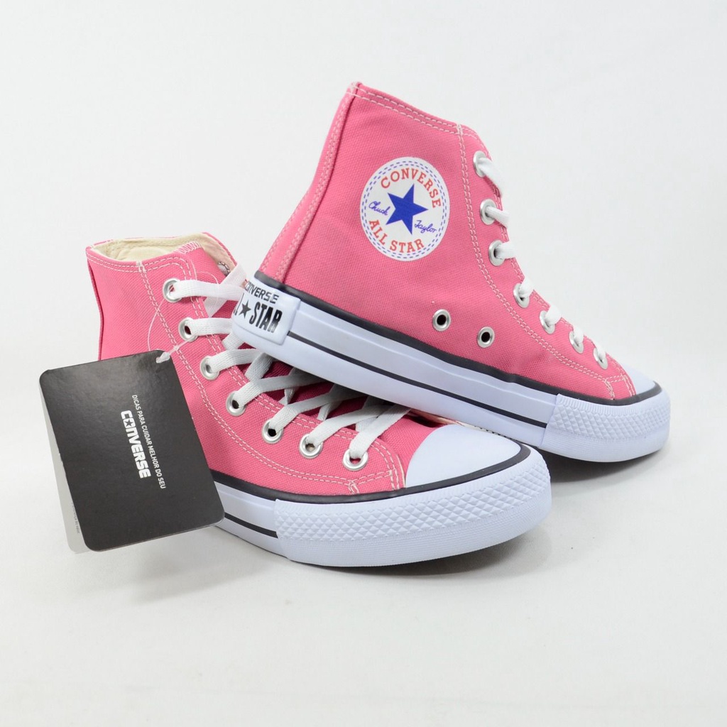 Tênis Casual Cano Alto Converse All Star Rosa Feminino