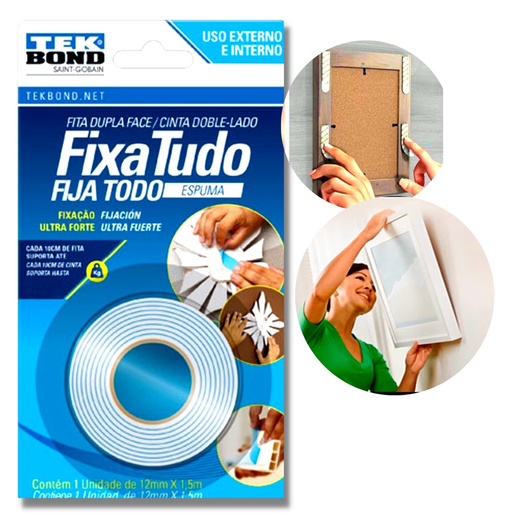 Fita Dupla Face Para Colar Quadros e Espelho Extra Forte | Shopee Brasil