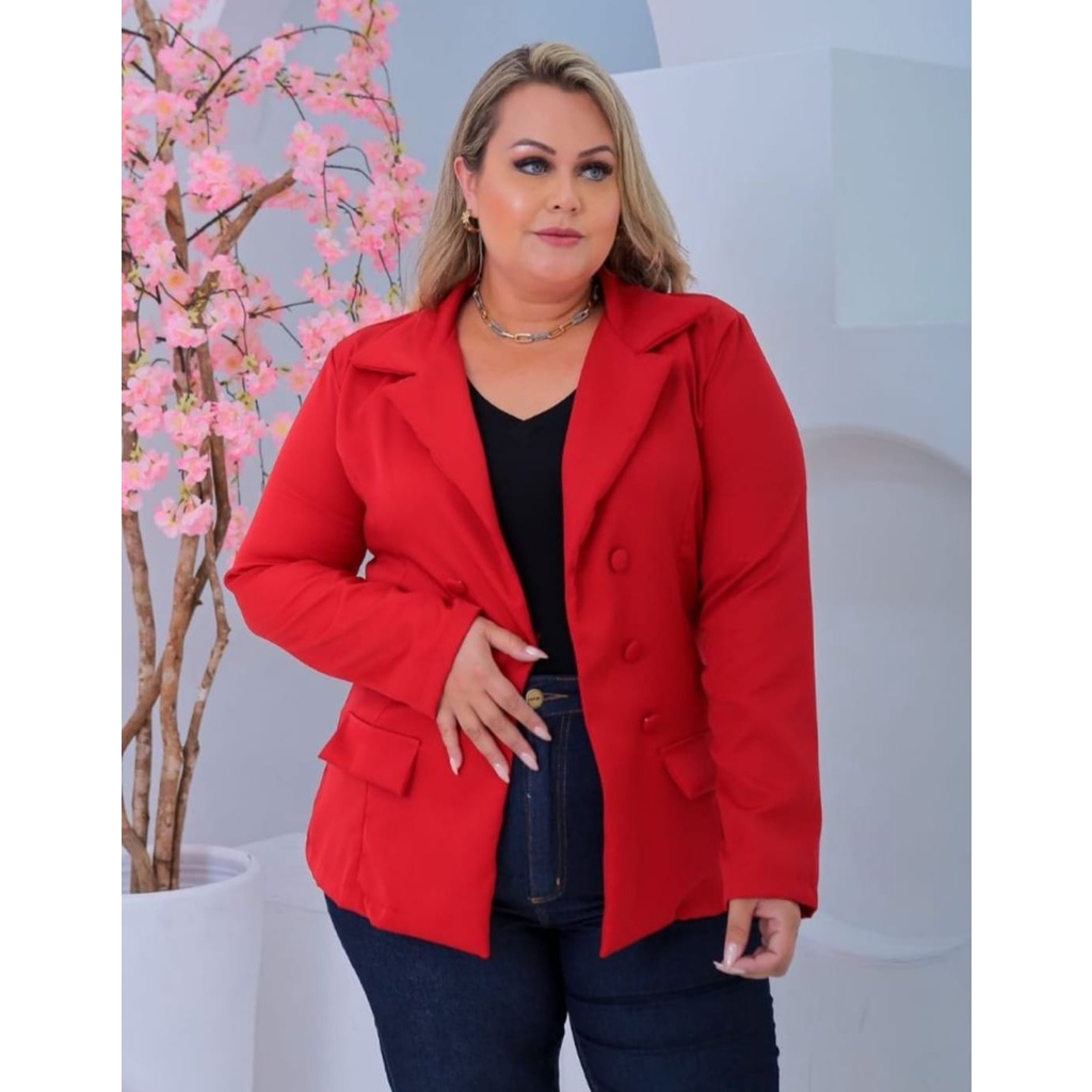 Blazer Plus Size Alfaiataria Vermelho ou Azul