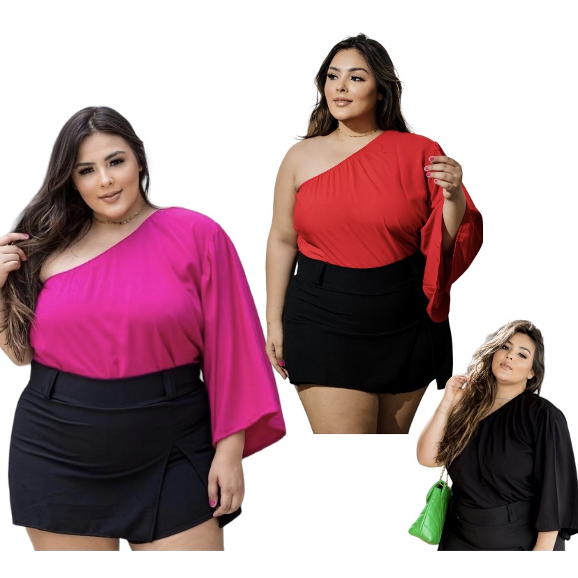 Blusas femininas plus hot sale size em promoção