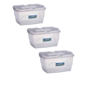 3 Caixas De Plástico Multiuso 20 Litros Organizadora Para Casa Cesto Transparente Caixa Organizado
