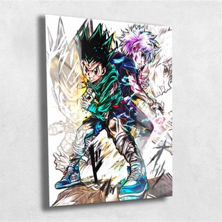Quadro Metalizado Gon e Killua hunter x hunter Anime Placa Decorativa Brilhante Pôster