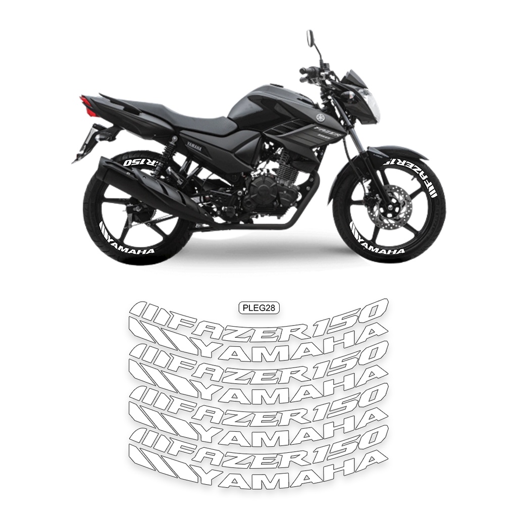Kit Adesivos Ploter Roda Yamaha Fazer 150 Branco