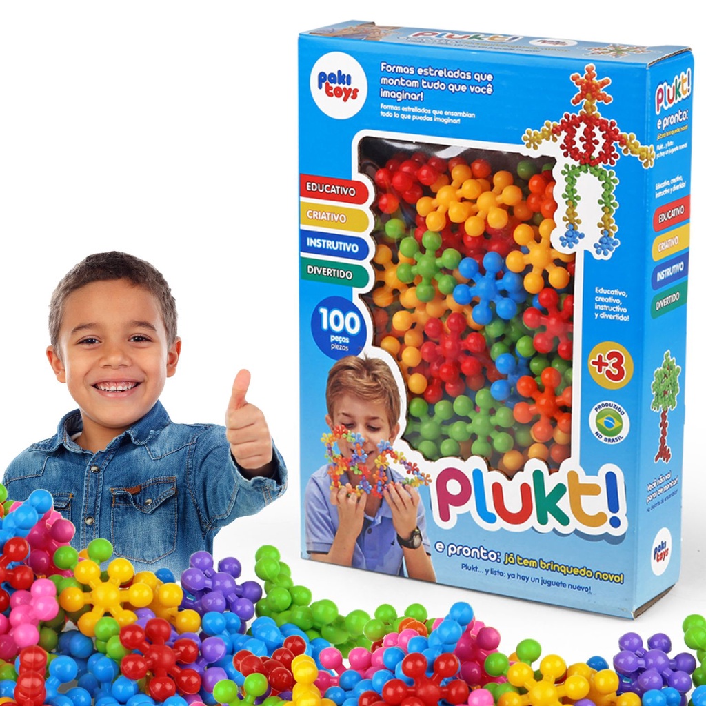 Brinquedo Blocos De Montar Plukt 100 Pecas Poki Toys - Paki Toys