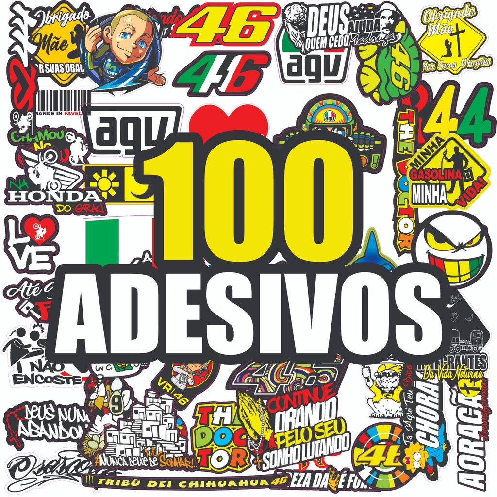 100 Adesivos de moto, divertidos, para colar em bike, capacete ...