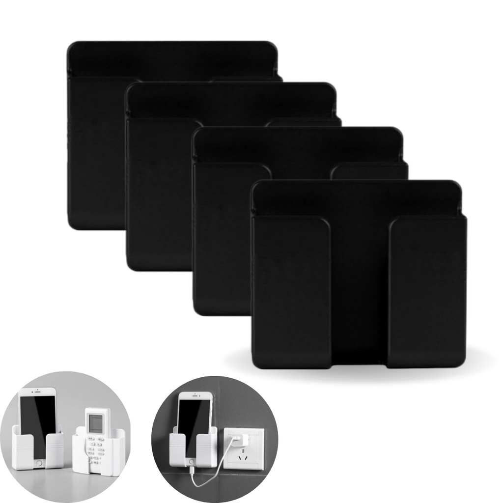 4 Suporte De Parede Celular Controle Plástico Preto