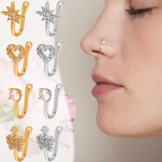Aço inoxidável falso piering nariz anel brincos moda punk não piercing nariz  clip feminino masculino perfuração septo corpo jóias - AliExpress