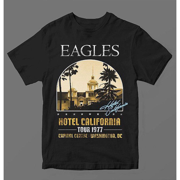 Camiseta Oficina Rock - Banda Eagles - Hotel California - Agora com Tamanho XG.