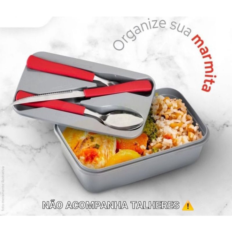 Marmitas para freezer e microondas marmita com porta talher e trava