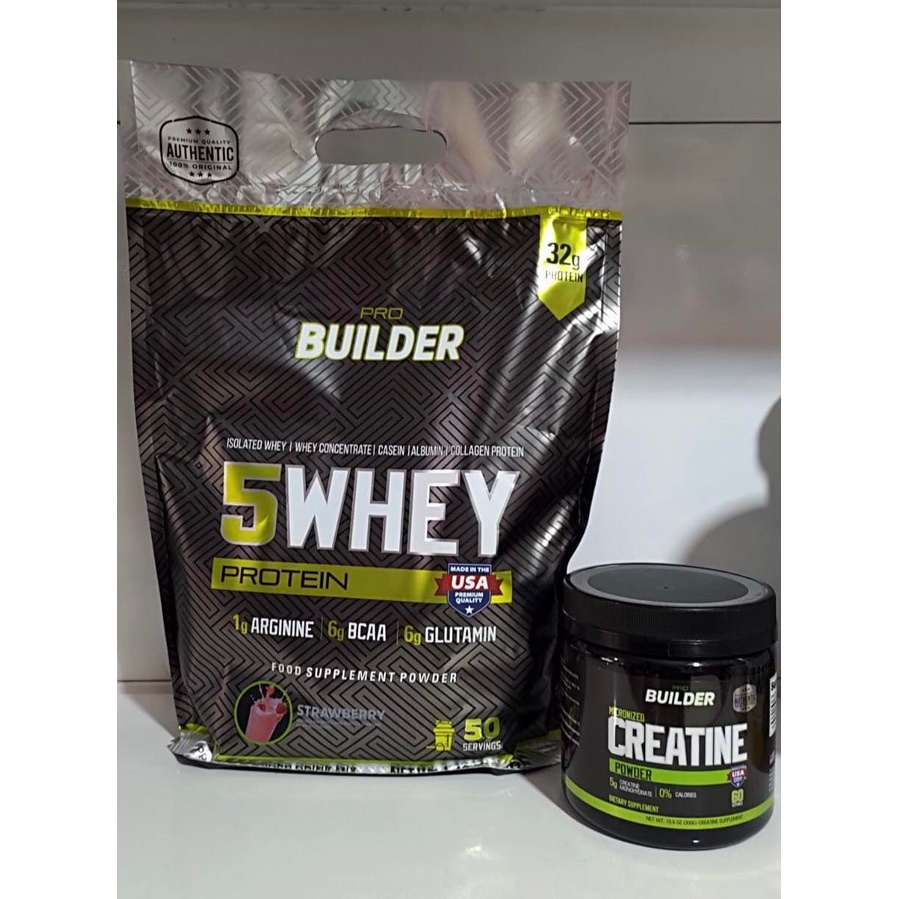 KIt Whey Protein 5w 2kg e Creatina 300gr Pro Builder