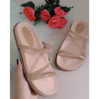 Papete Birken Feminina com Strass Confortável Cores Básicas Ref:.7506