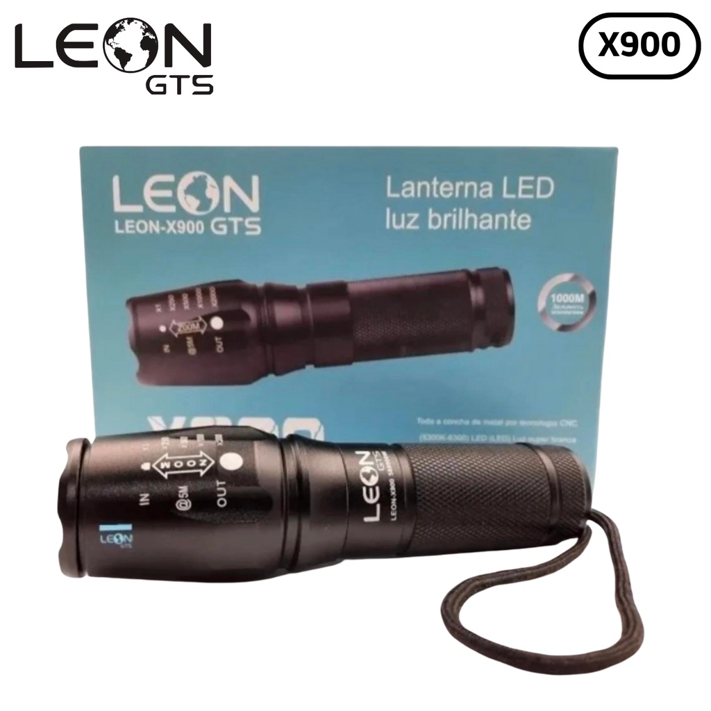 Lanterna Militar Led Super Brilhante Sos X Profissional Preto Bateria V Carregador