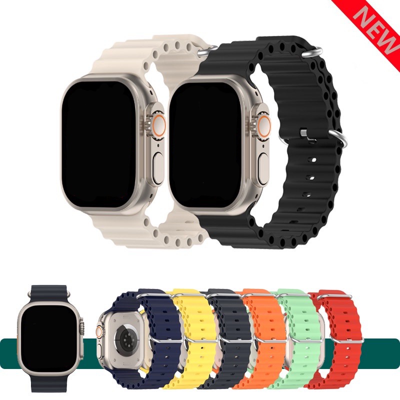 Pulseira Oceano Silicone Para Apple Watch Smartwatch e Iwo 38mm 40mm 41mm 42mm 44mm 45mm 49mm Ultra serie 8