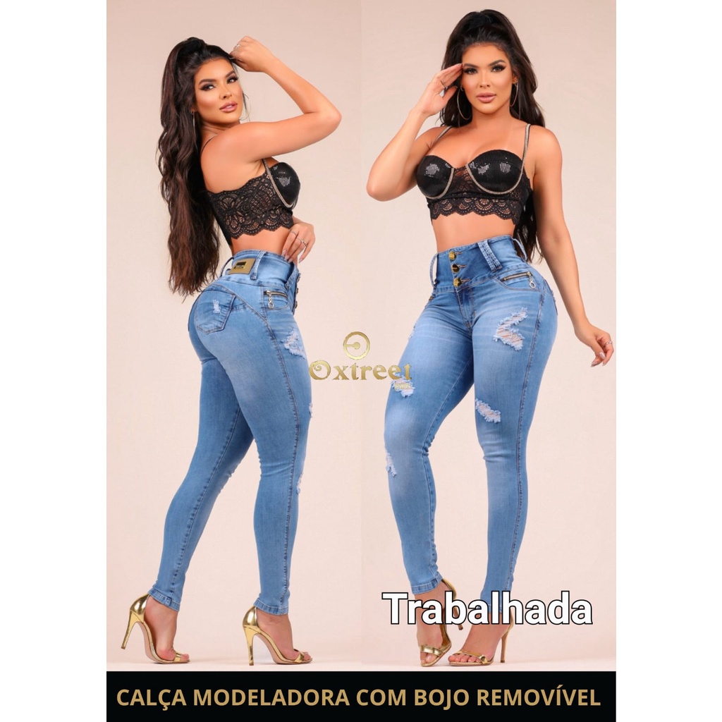 Calça Jeans Levanta Bumbum Com Bojo Oxtreet Jeans Lindíssima